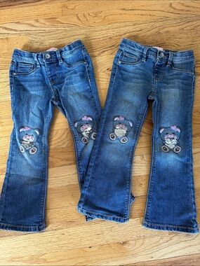 Girls Blue Denim Jeans with Embroidered  Knees